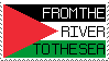 Stamp featuring the Palestinian flag and the words 'From the River to the Sea'. Free Palestine!